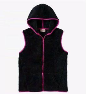 Girls black hooded sherpa vest 14